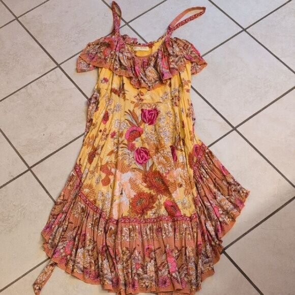 Spell Dresses & Skirts - Spell And The Gypsy Siren Song Dress Yellow Flamingo Print Ruffle Size L